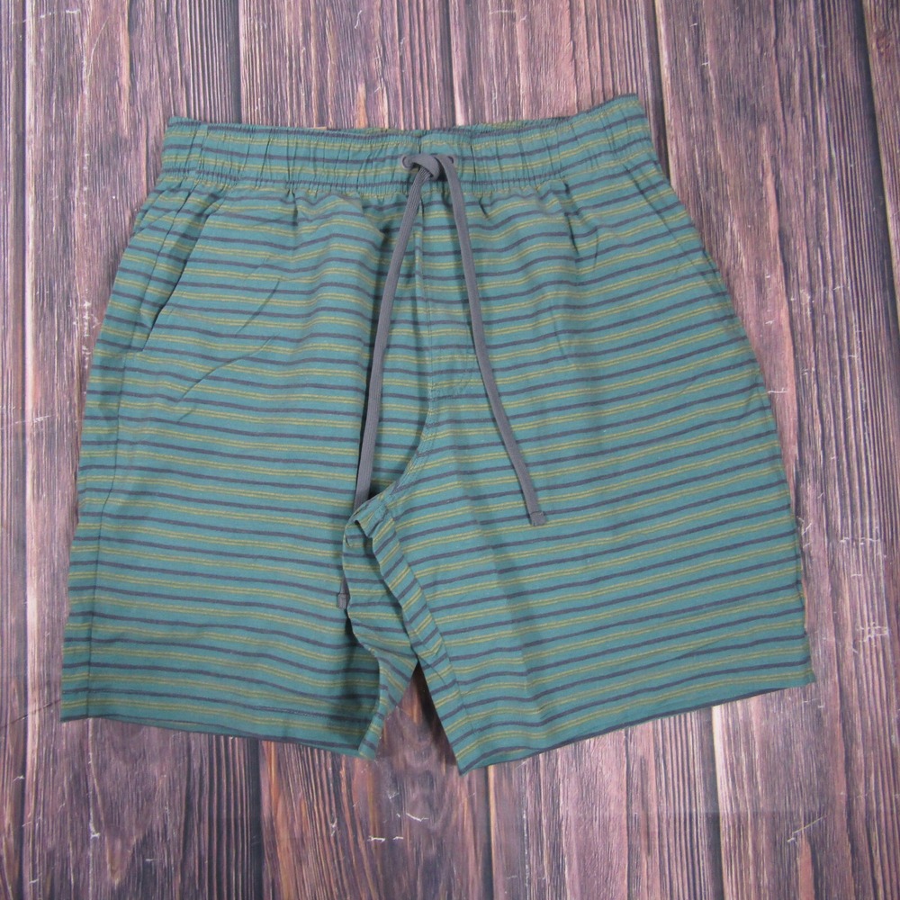 PraNa NEW NWT Mens M 8" Board Shorts Metric‎ E-Waist Cove Blue Striped UPF 50+